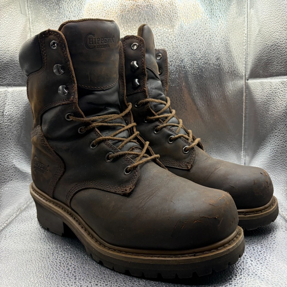 Size 8.5M Chippewa Brown Mens Hador 8" Steel Toe Insulated Logger Boot 55025